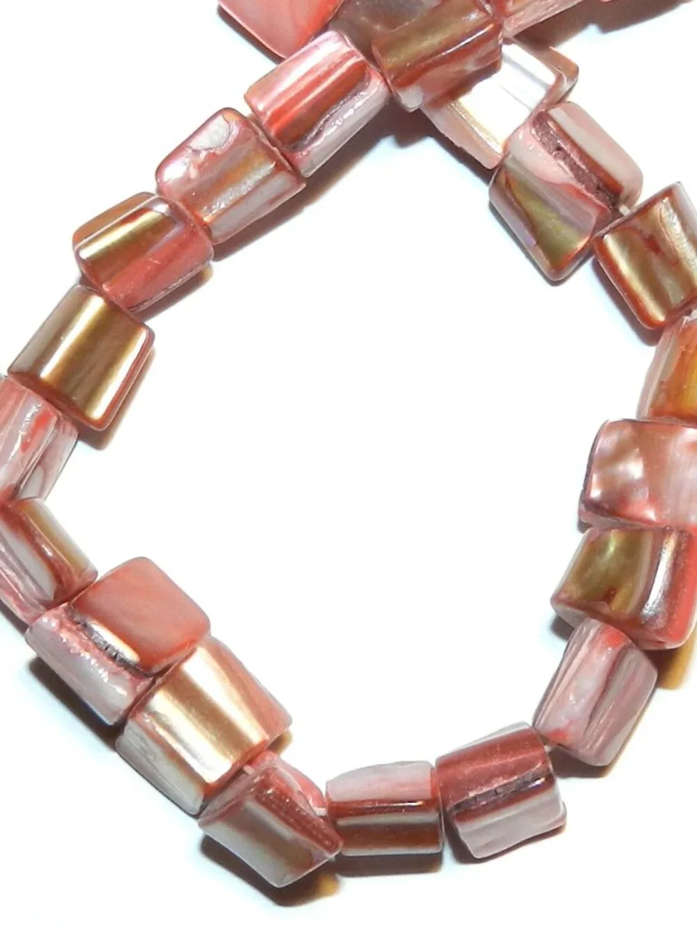 Red Small 5mm - 9mm Tri-Tip Nugget Mother of Pearl Shell Beads 16